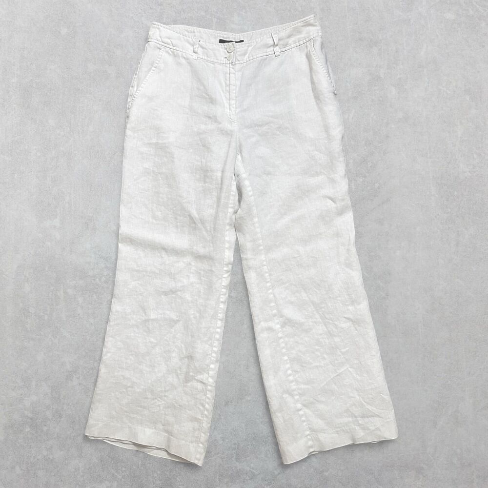 Style & Co. Women's Medium White Wide Leg Linen Pants